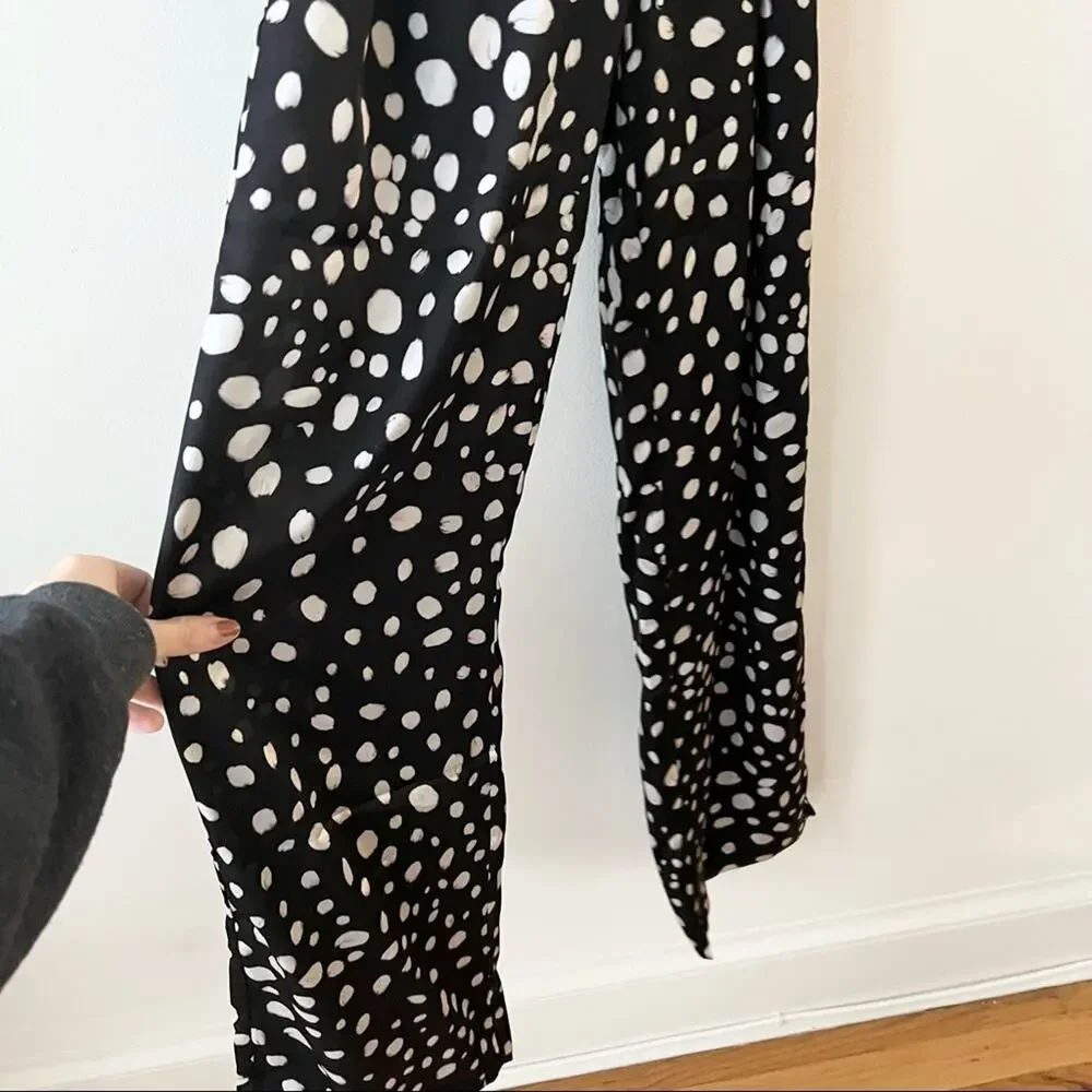 LPA Chelsi Black & White Printed Satin Jumpsuit